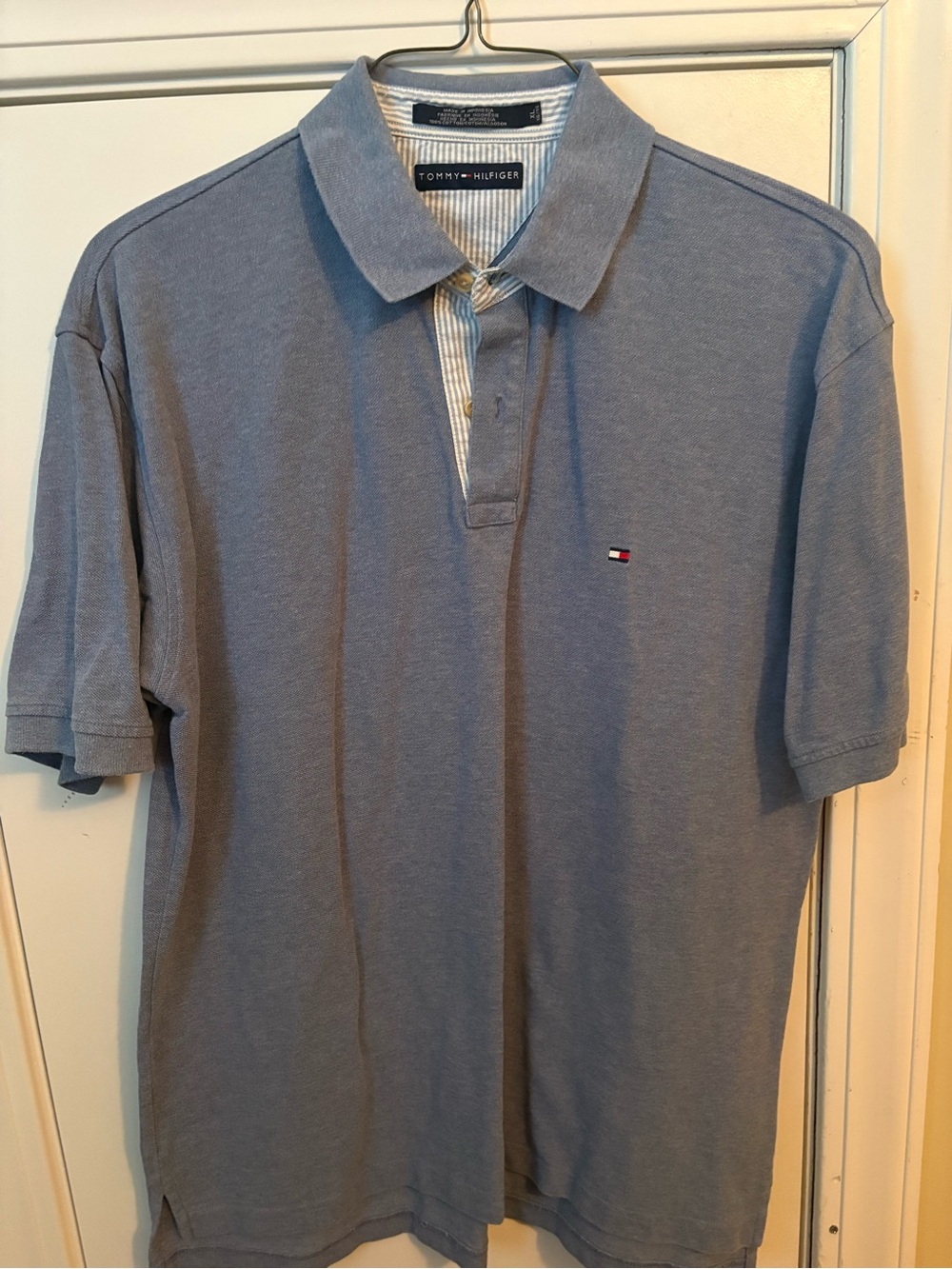Tommy Hilfiger Men’s Dusty Blue Polo with Chest Flag